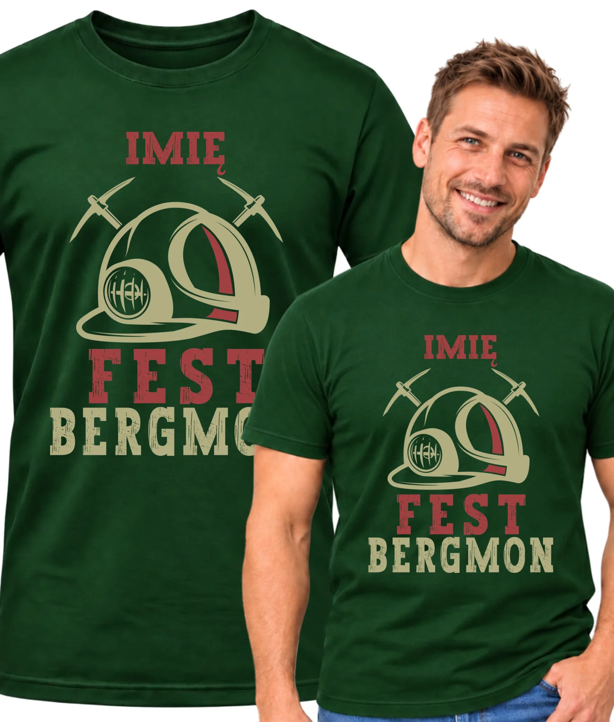 Koszulka męska z imieniem dla górnika - Fest Bergmon