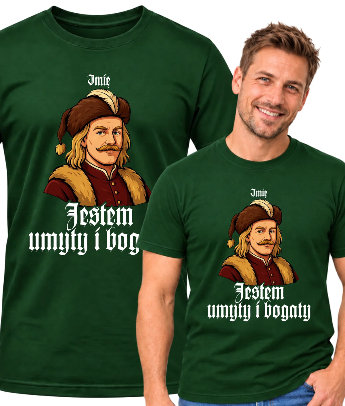 Koszulka męska - Jestem umyty i bogaty - dla fanów serialu 1670 - personalizowana H60
