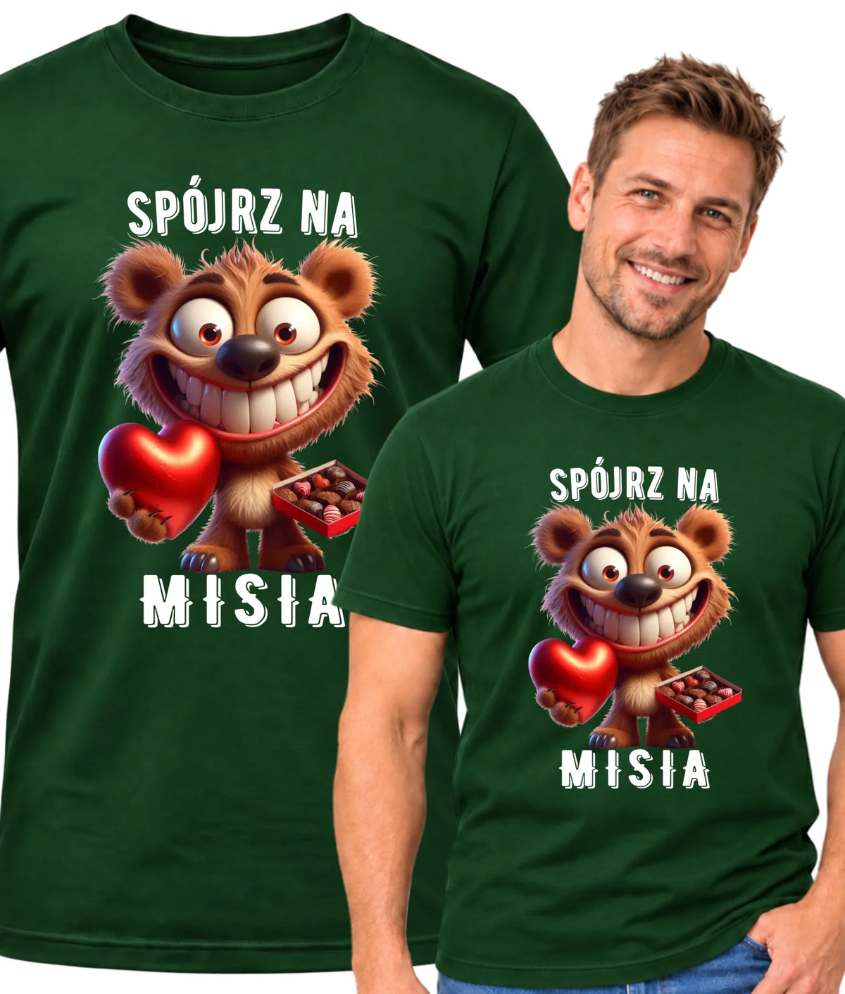 Koszulka męska na Walentynki - Spójrz na Misia W31