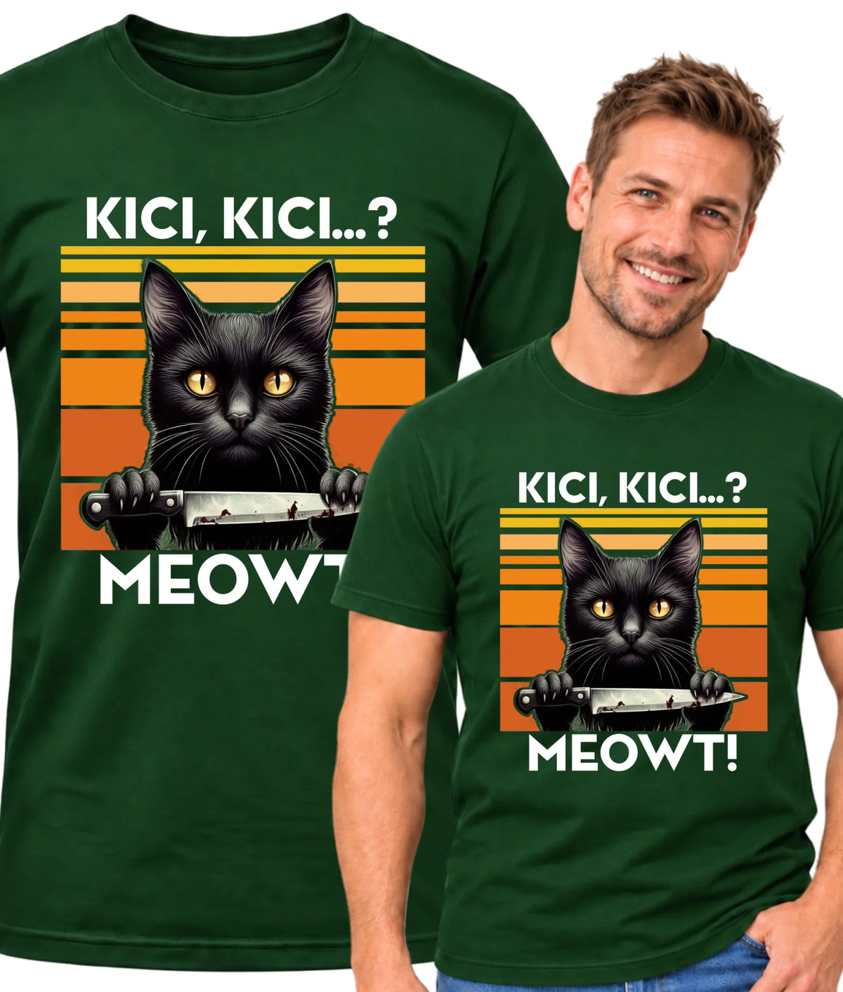Koszulka męska - Kot z nożem - Kici, kici... MEOWT! HL17
