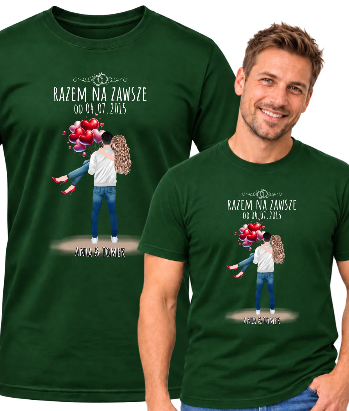 Koszulka męska dla par na rocznicę - Razem na zawsze - personalizowana W14