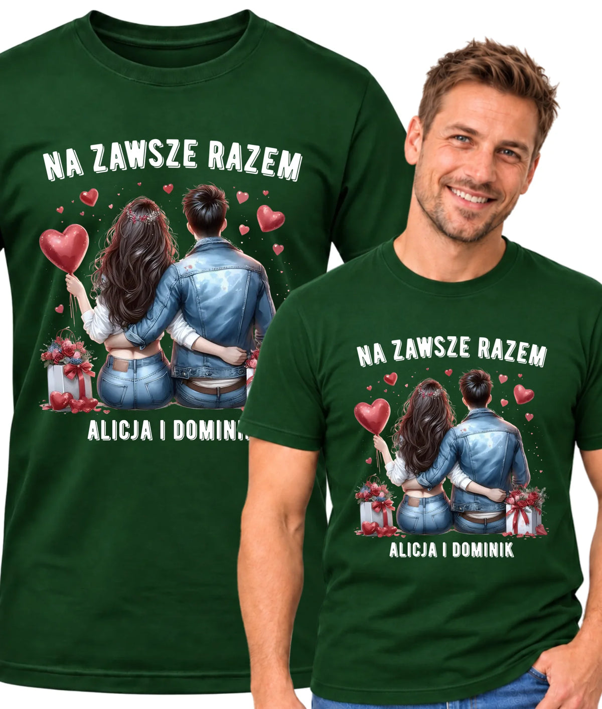 Koszulka męska dla par - Na zawsze razem - personalizowana W07