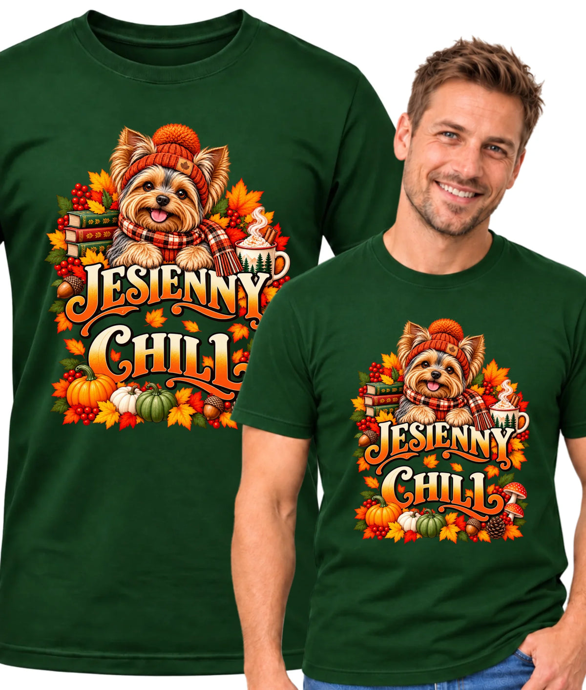 Koszulka męska - Jesienny Chill z Yorkiem