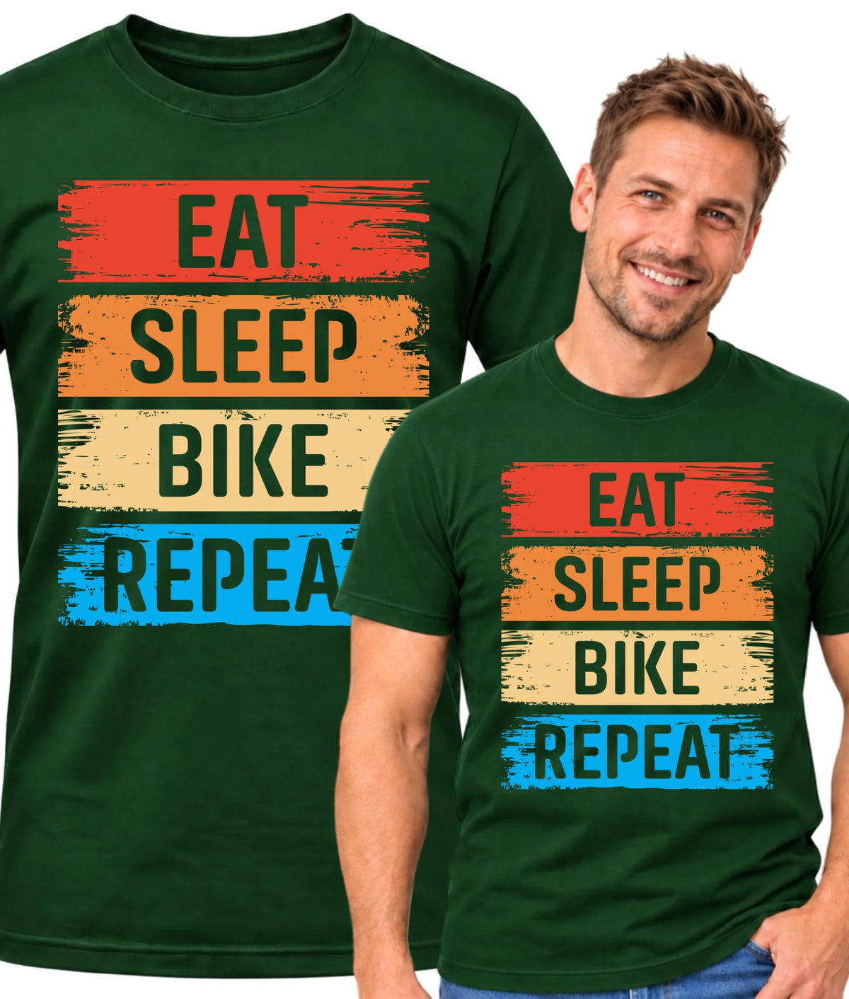 Koszulka męska na rower - Eat sleep bike repeat HR03