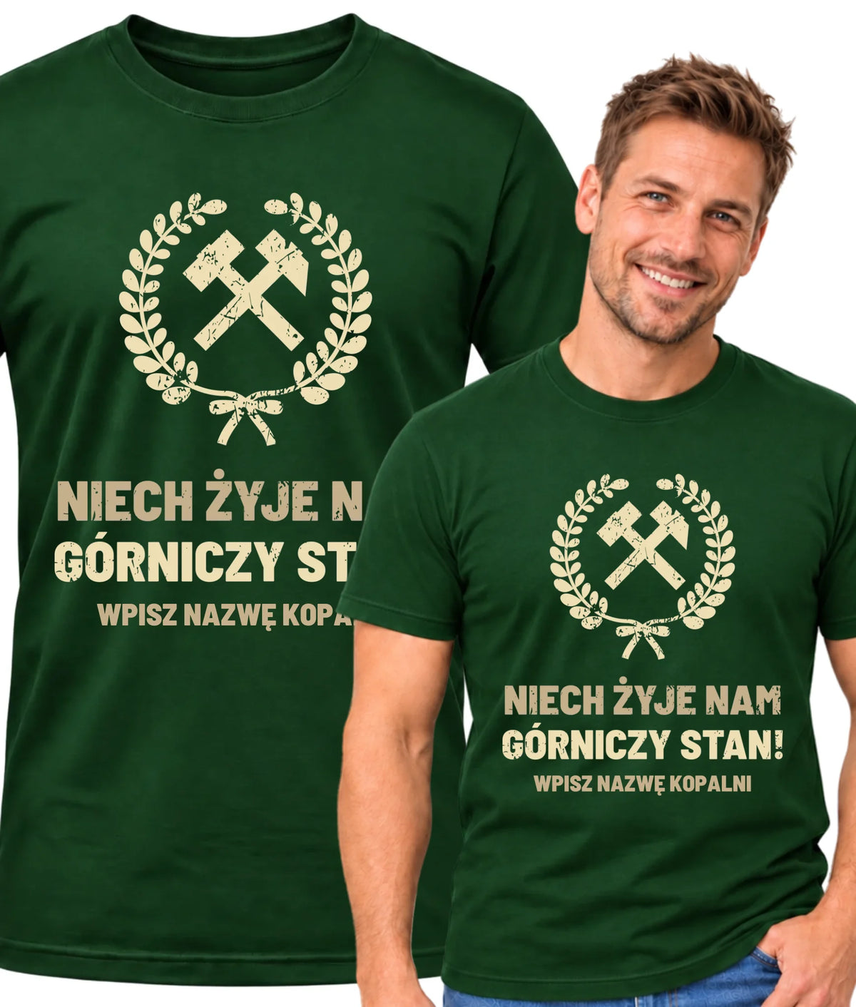 Koszulka męska z nazwą kopalni dla górnika - Niech żyje nam górniczy stan