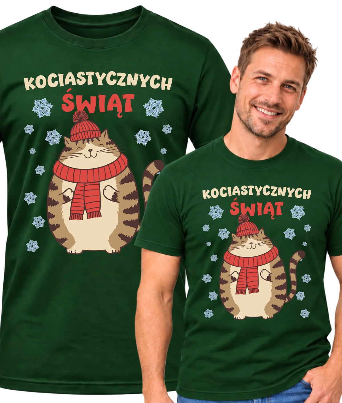Koszulka męska świąteczna - prezent na święta - Kociastycznych świąt BN154