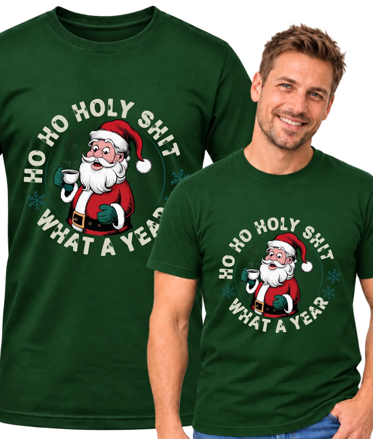 Koszulka męska świąteczna - Ho ho holy shit what a year BN74