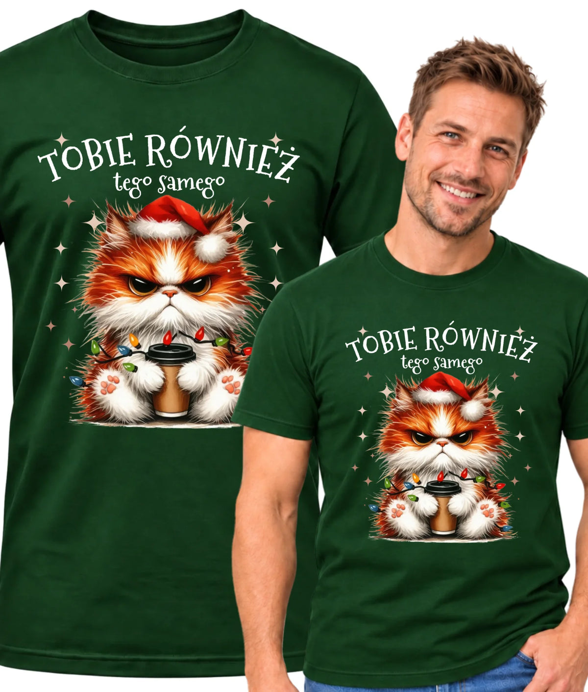 Koszulka męska świąteczna - Grumpy Cat Tobie również tego samego BN32