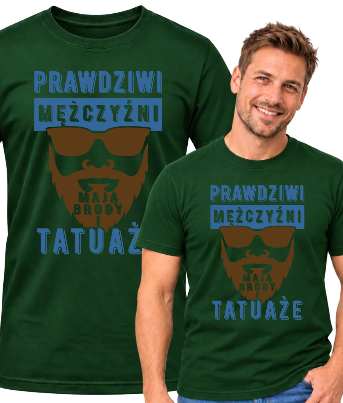 Koszulka męska - Prezent dla faceta - Prawdziwi mężczyźni mają brody i tatuaże DCH22