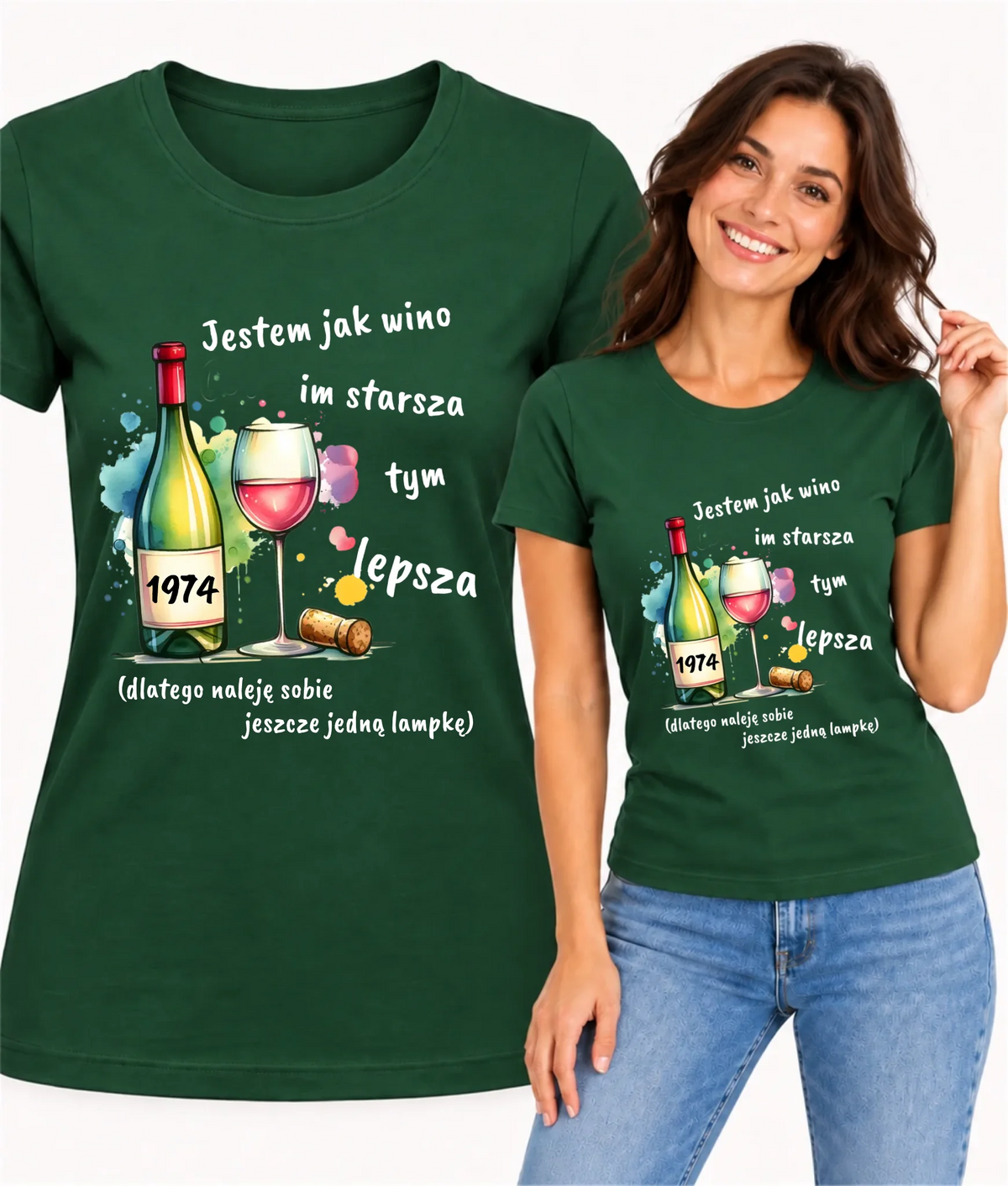 Koszulka damska na urodziny z personalizowanym rokiem urodzenia i napisem Jestem jak wino U13