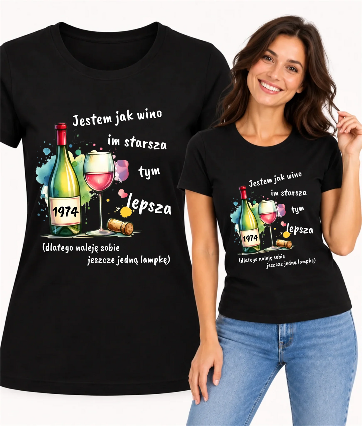 Koszulka damska na urodziny z personalizowanym rokiem urodzenia i napisem Jestem jak wino U13