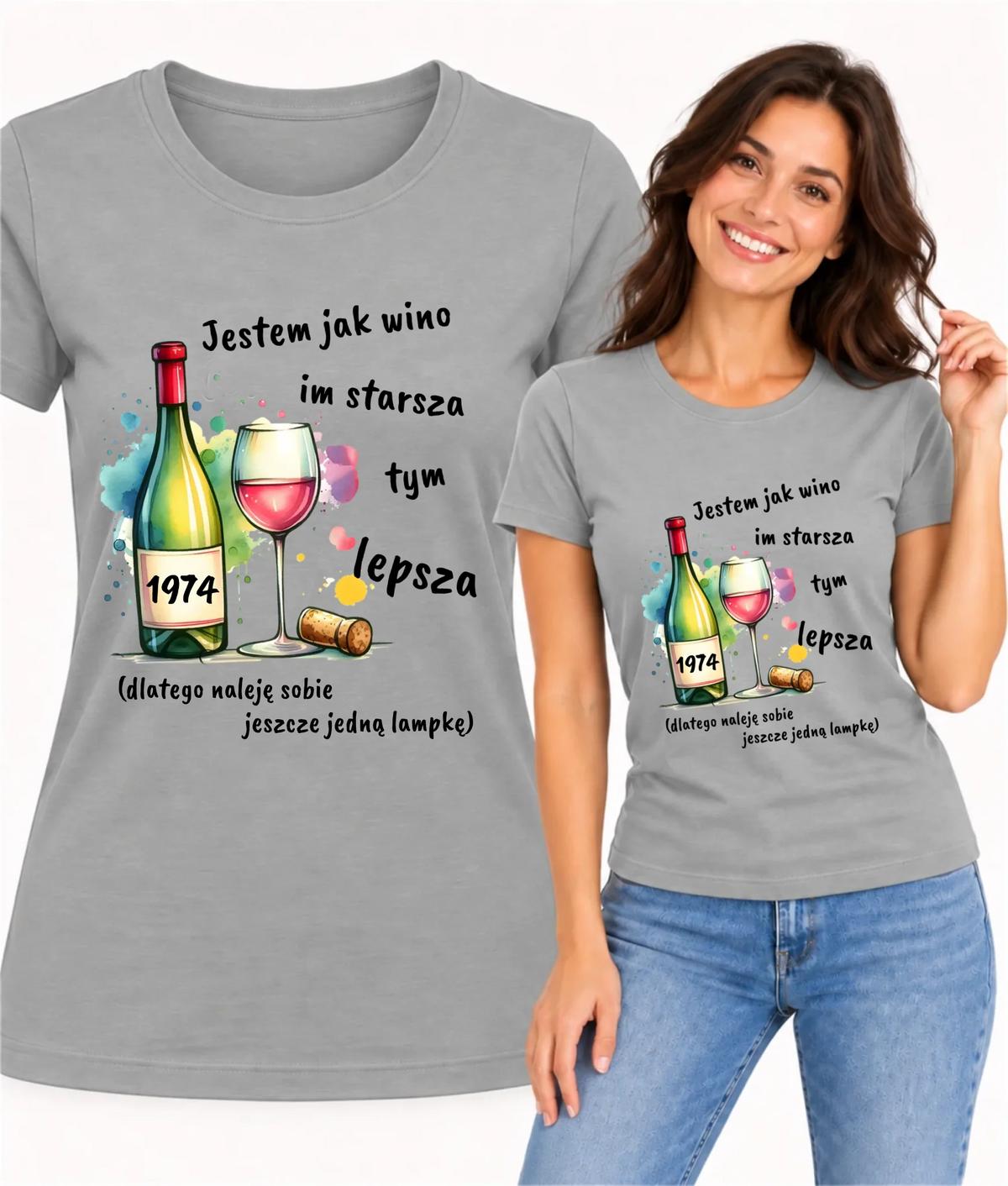 Koszulka damska na urodziny z personalizowanym rokiem urodzenia i napisem Jestem jak wino U13