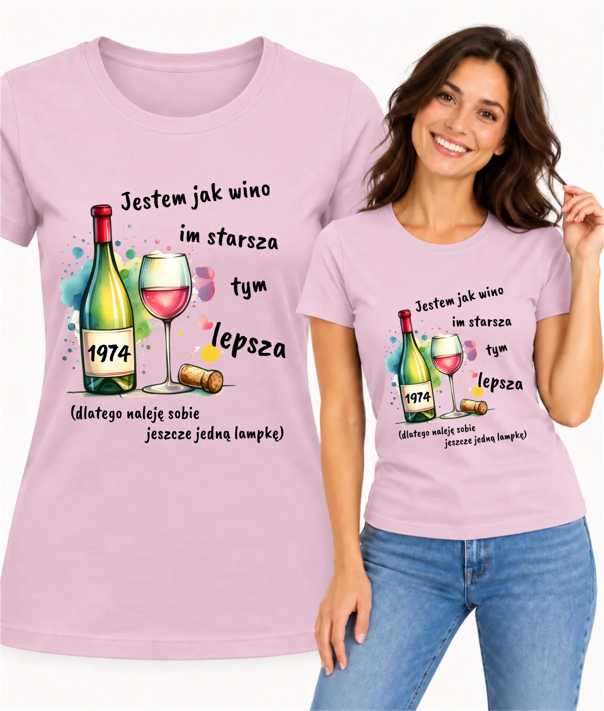 Koszulka damska na urodziny z personalizowanym rokiem urodzenia i napisem Jestem jak wino U13