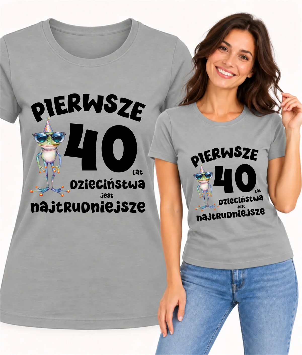 Koszulka damska na 40 urodziny z napisem Pierwsze 40 lat dzieciństwa jest najtrudniejsze U20