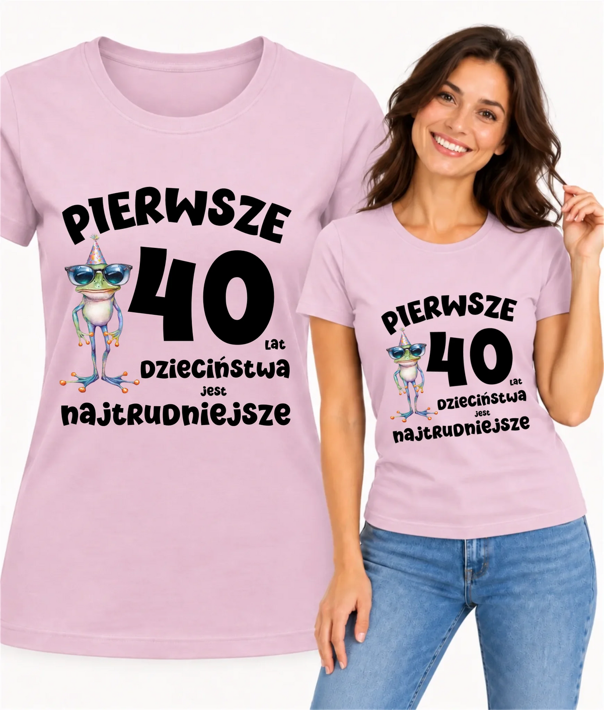 Koszulka damska na 40 urodziny z napisem Pierwsze 40 lat dzieciństwa jest najtrudniejsze U20