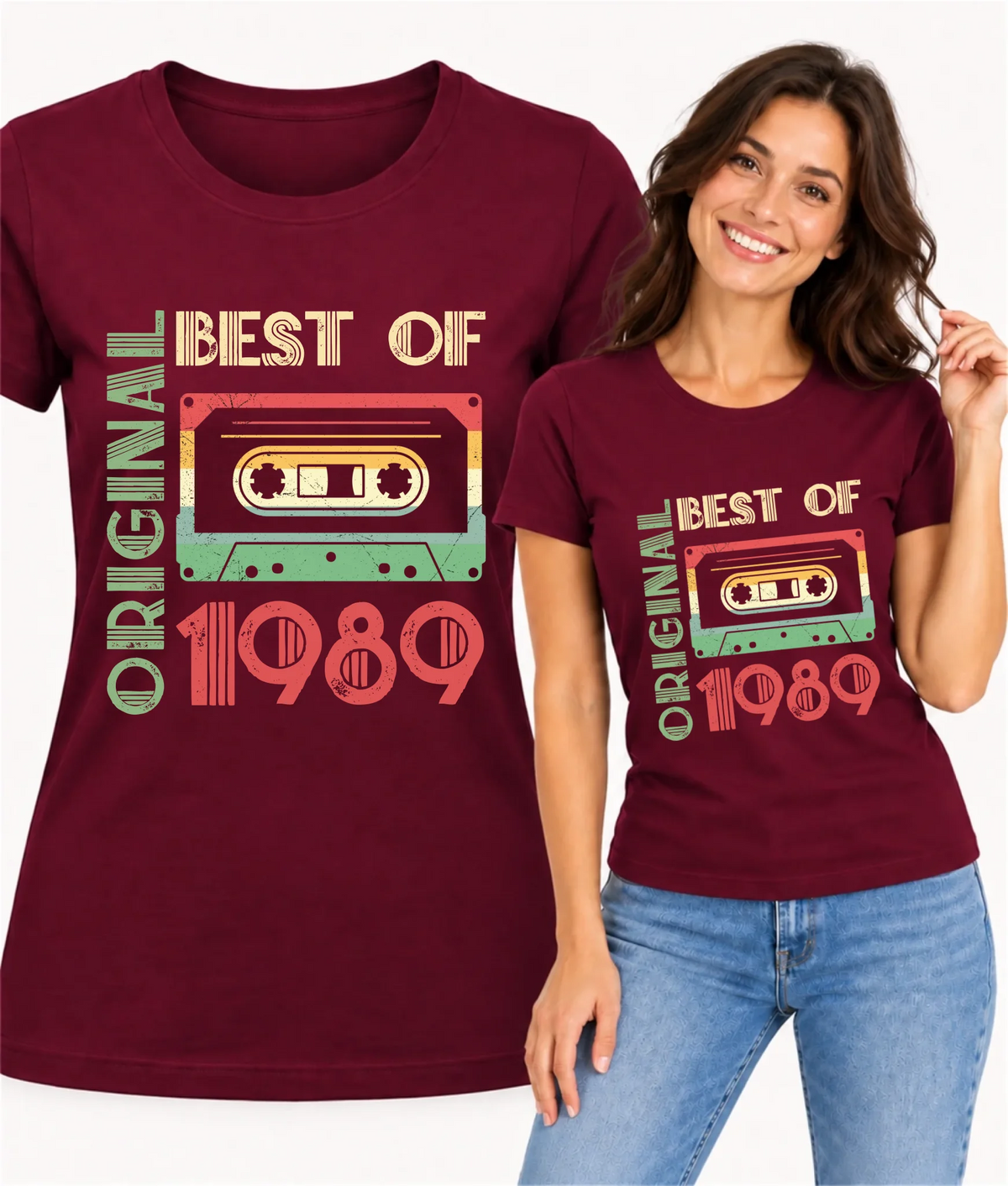 Koszulka damska na urodziny retro z kasetą Original Best of wpisz rok U30