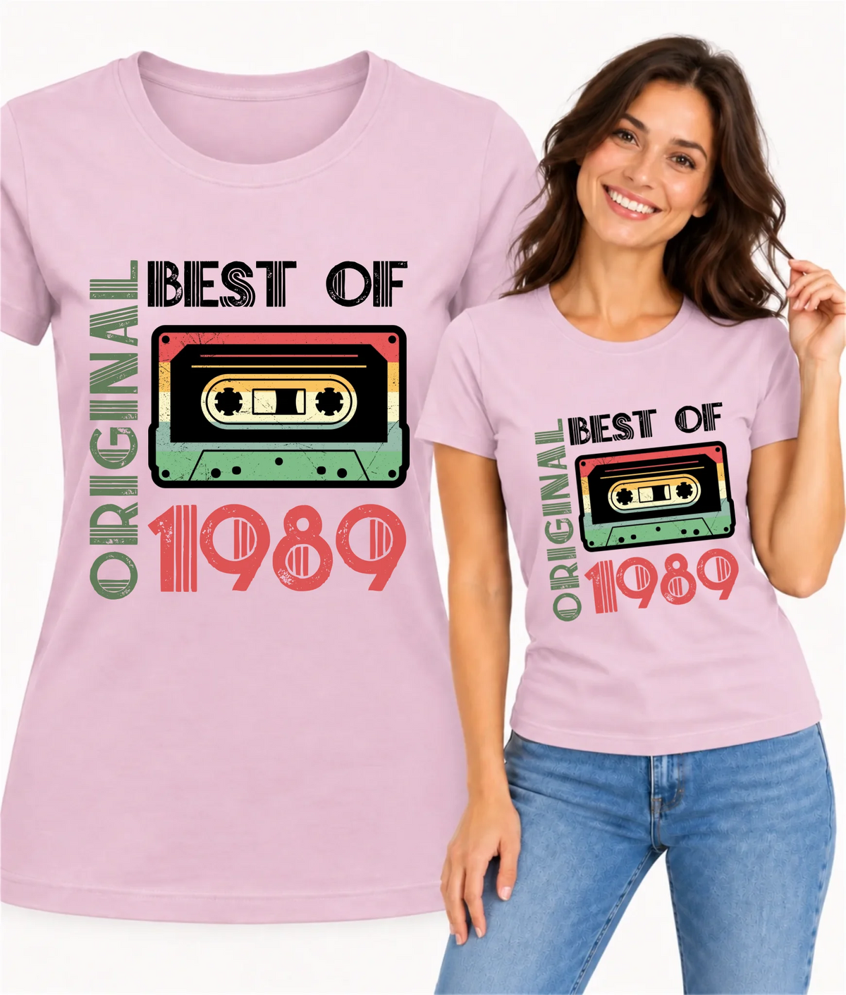 Koszulka damska na urodziny retro z kasetą Original Best of wpisz rok U30