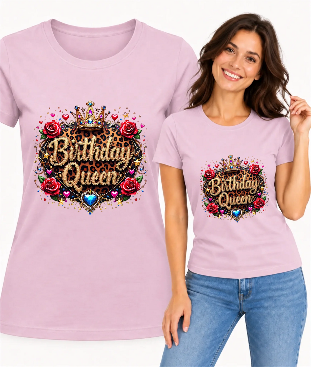 Koszulka damska na urodziny z koroną i napisem Birthday Queen U33