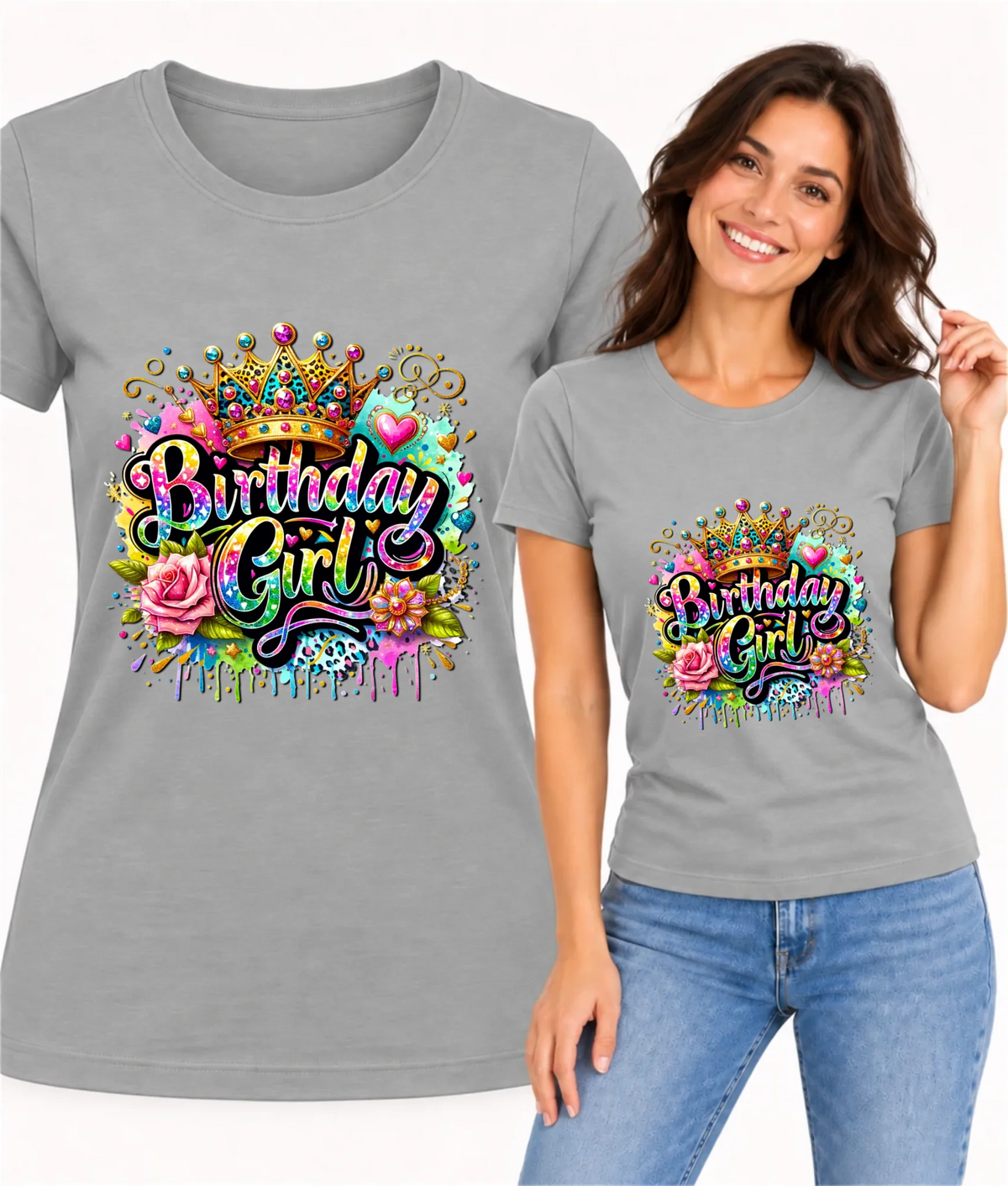 Koszulka damska urodzinowa z koroną i napisem Birthday Girl U34