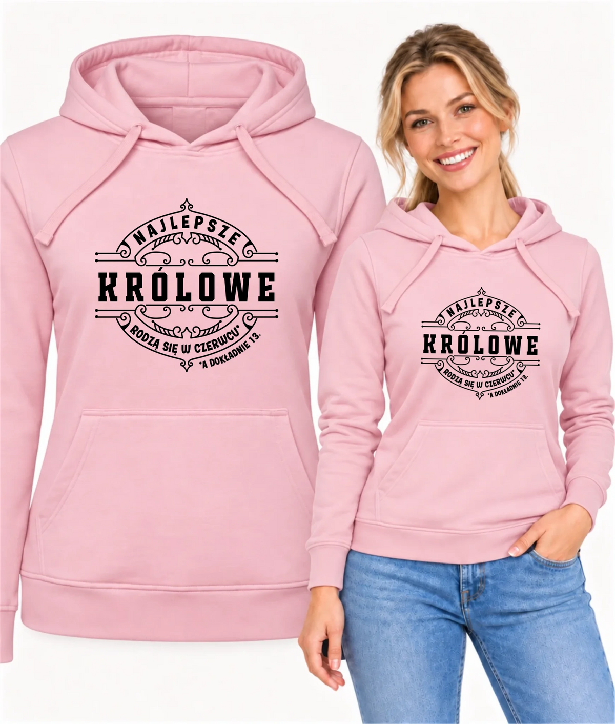 Bluza damska z kapturem na urodziny z personalizowanym miesiącem i dniem Najlepsze Królowe U11