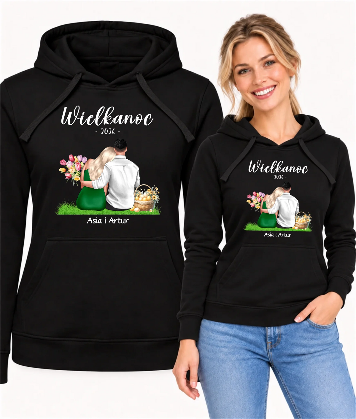 Bluza damska z kapturem na Wielkanoc dla par - personalizowana WN36