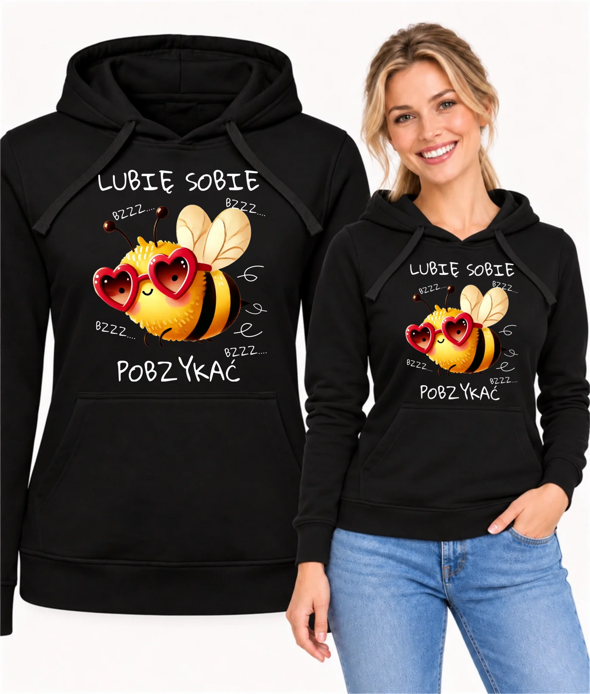 Bluza damska z kapturem - Lubię sobie pobzykać W51