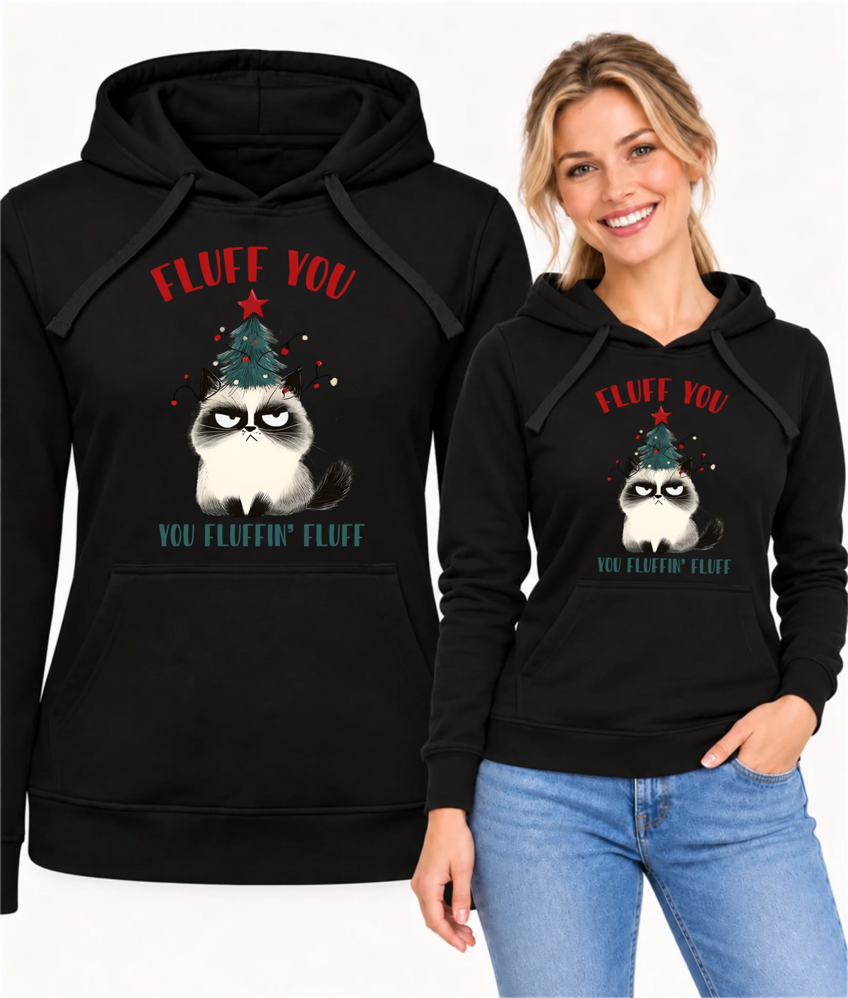 Bluza damska z kapturem świąteczna - Fluff You BN10