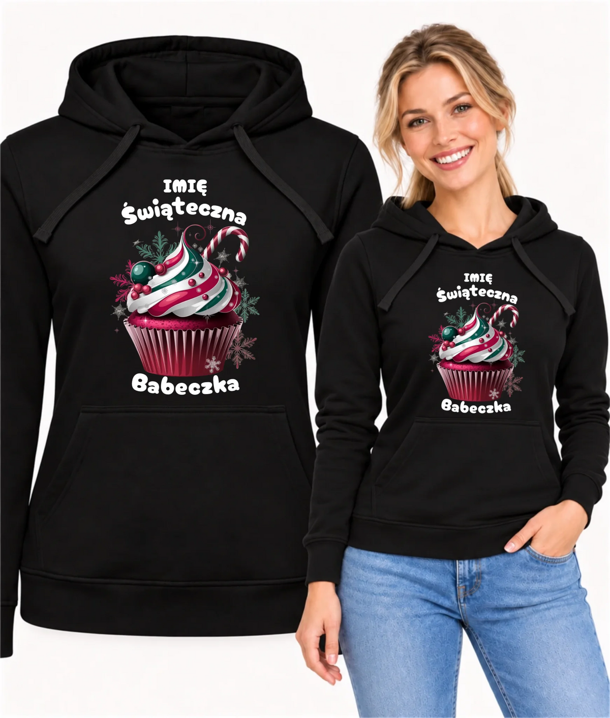 Bluza damska z kapturem na święta - Świąteczna babeczka - personalizowana BN30
