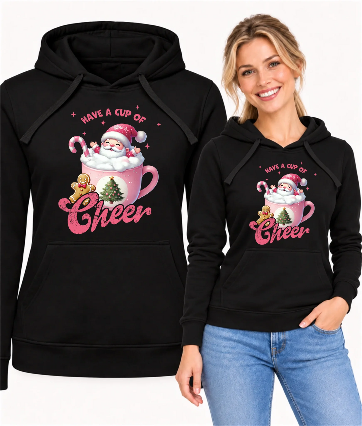 Bluza damska z kapturem świąteczna - Have a cup of cheer BN53