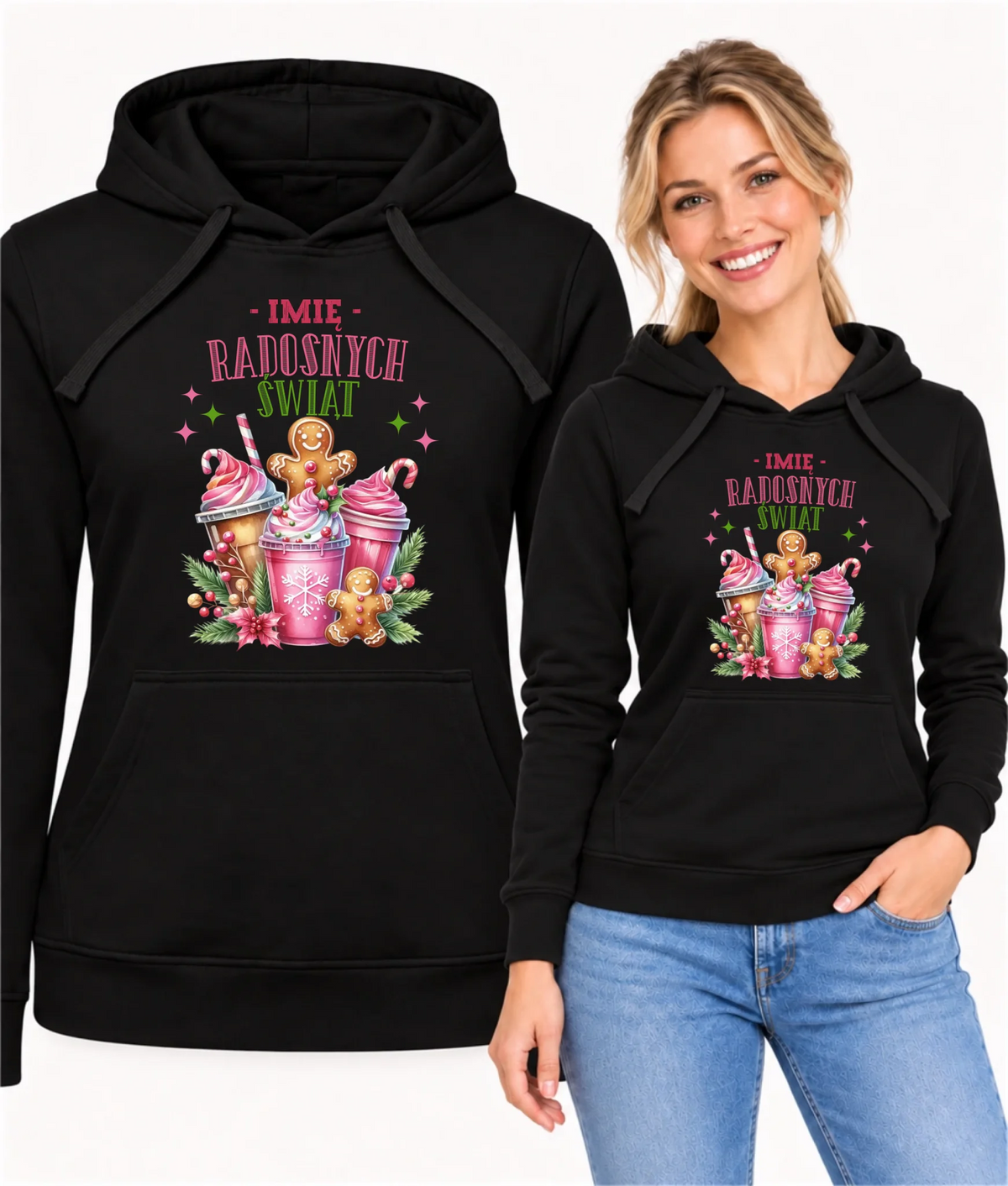 Bluza damska z kapturem świąteczna - Radosnych Świąt - personalizowana BN58