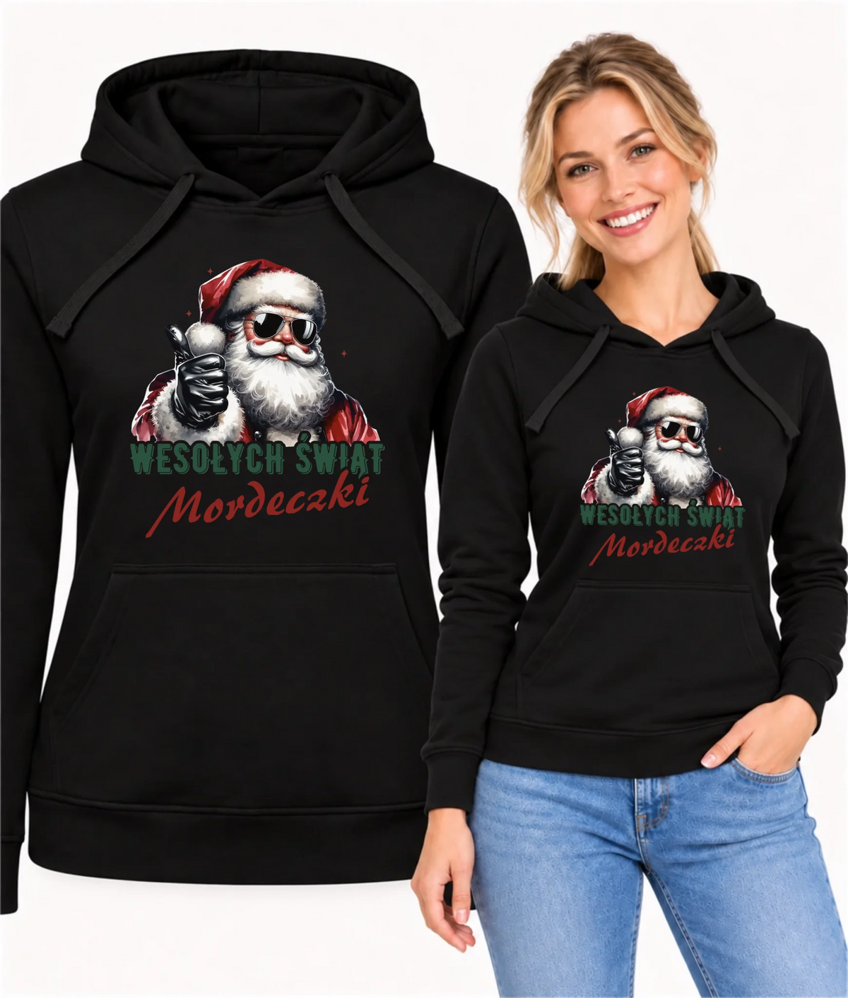 Bluza damska z kapturem świąteczna - Mikołaj Wesołych Świąt mordeczki BN65