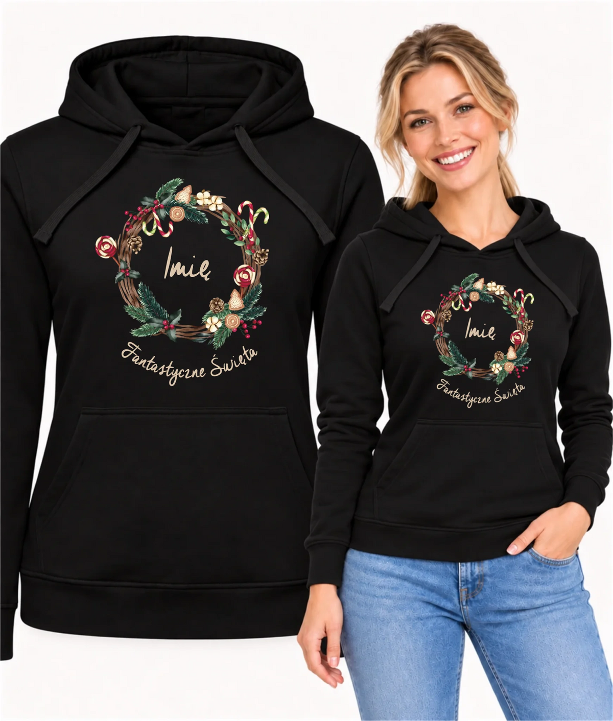 Bluza damska z kapturem świąteczna - Fantastyczne Święta - personalizowana BN14