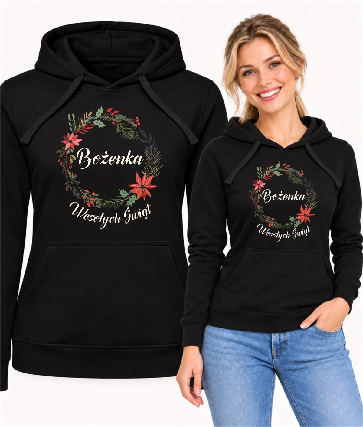 Bluza damska z kapturem świąteczna - Wesołych Świąt - personalizowana BN19