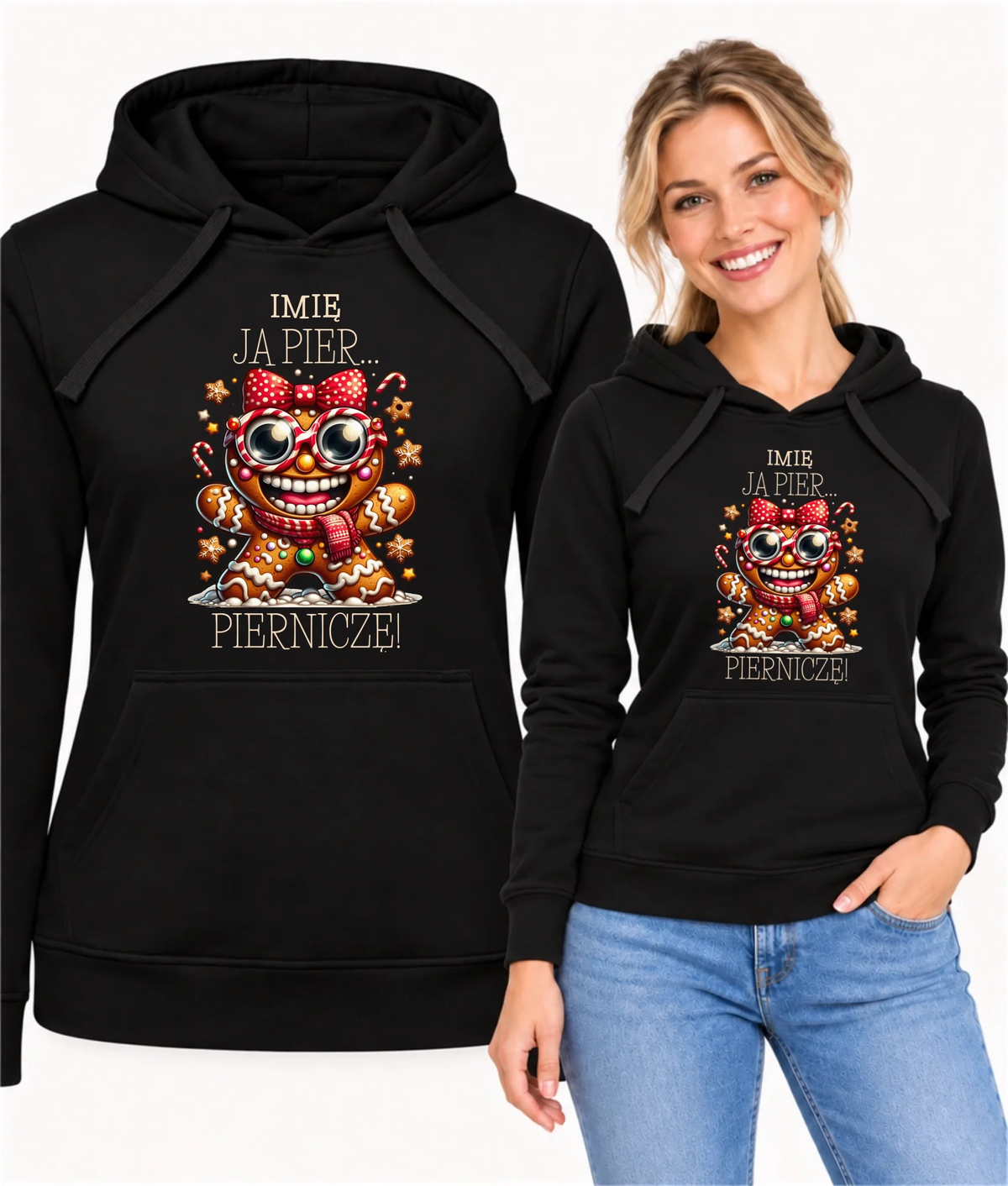 Bluza damska z kapturem świąteczna - Babeczka Ja pierniczę - personalizowana BN95