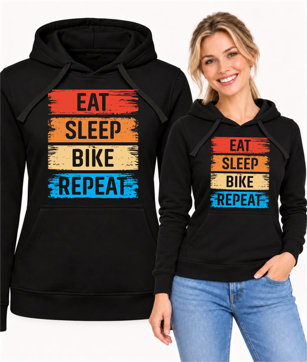 Bluza damska z kapturem na rower - Eat sleep bike repeat HR03