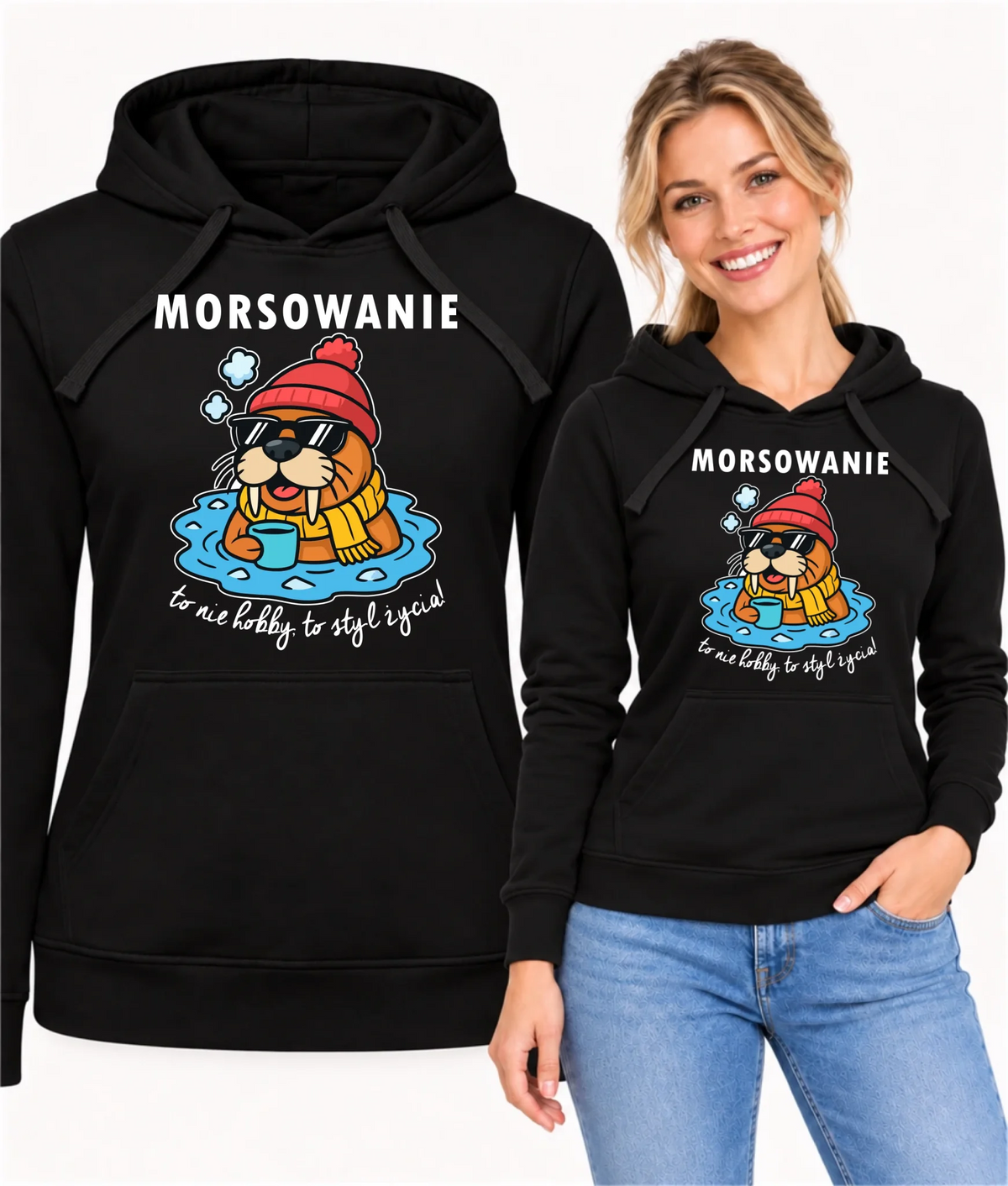 Bluza damska z kapturem - prezent dla morsa - Morsowanie to styl życia HM10