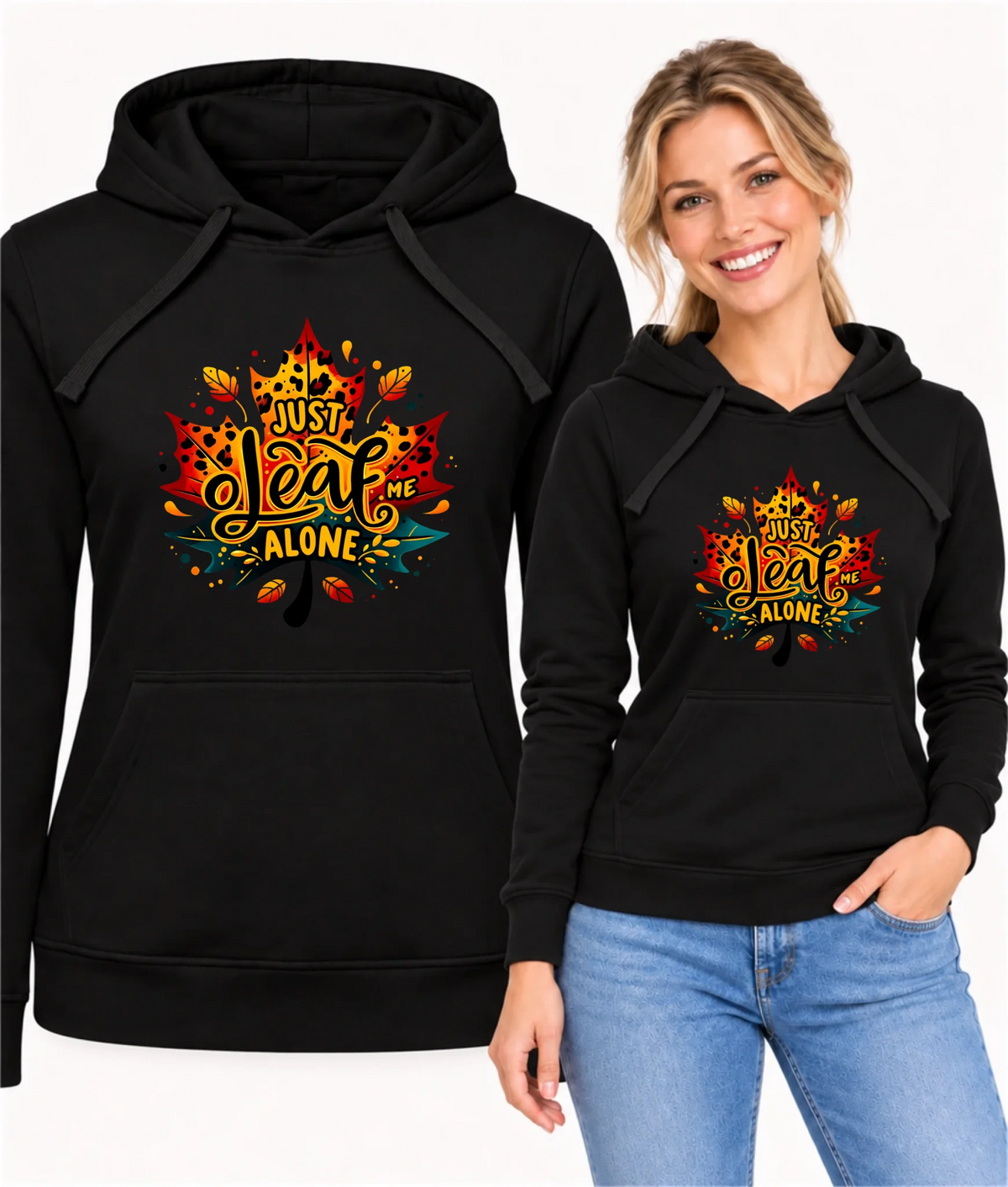 Bluza damska z kapturem jesienna - Just leaf me alone JS22