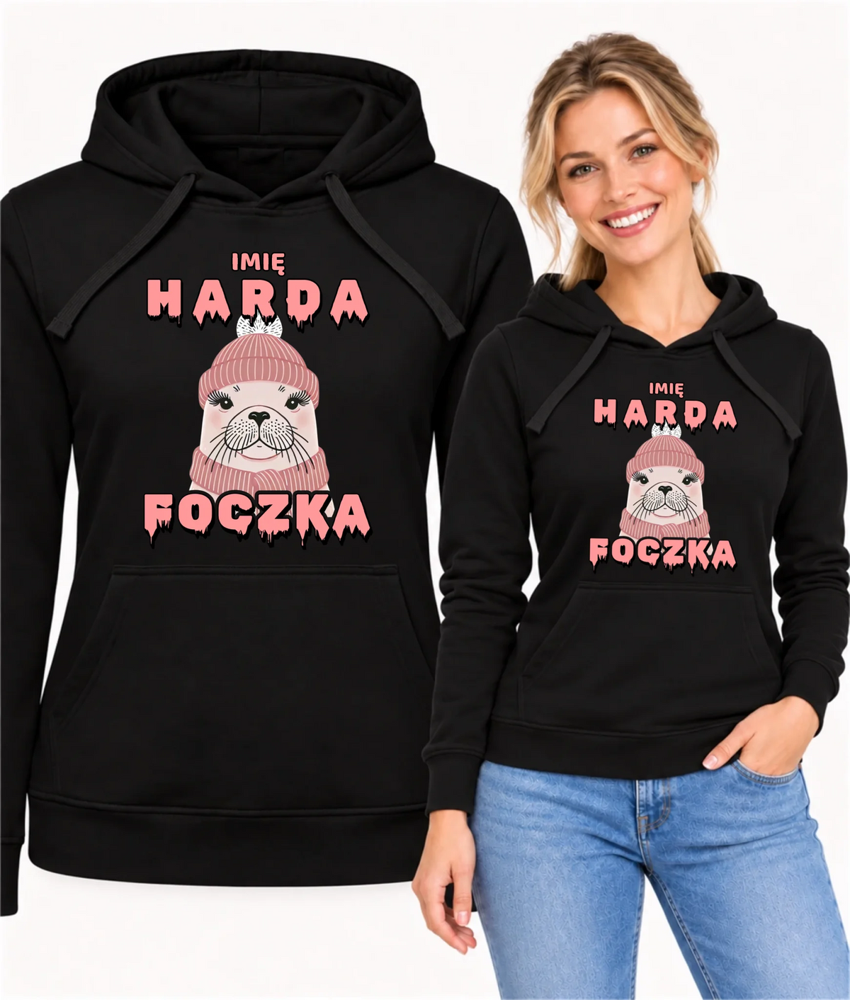 Bluza damska z kapturem - prezent dla morsa - Harda foczka - personalizowana HM05