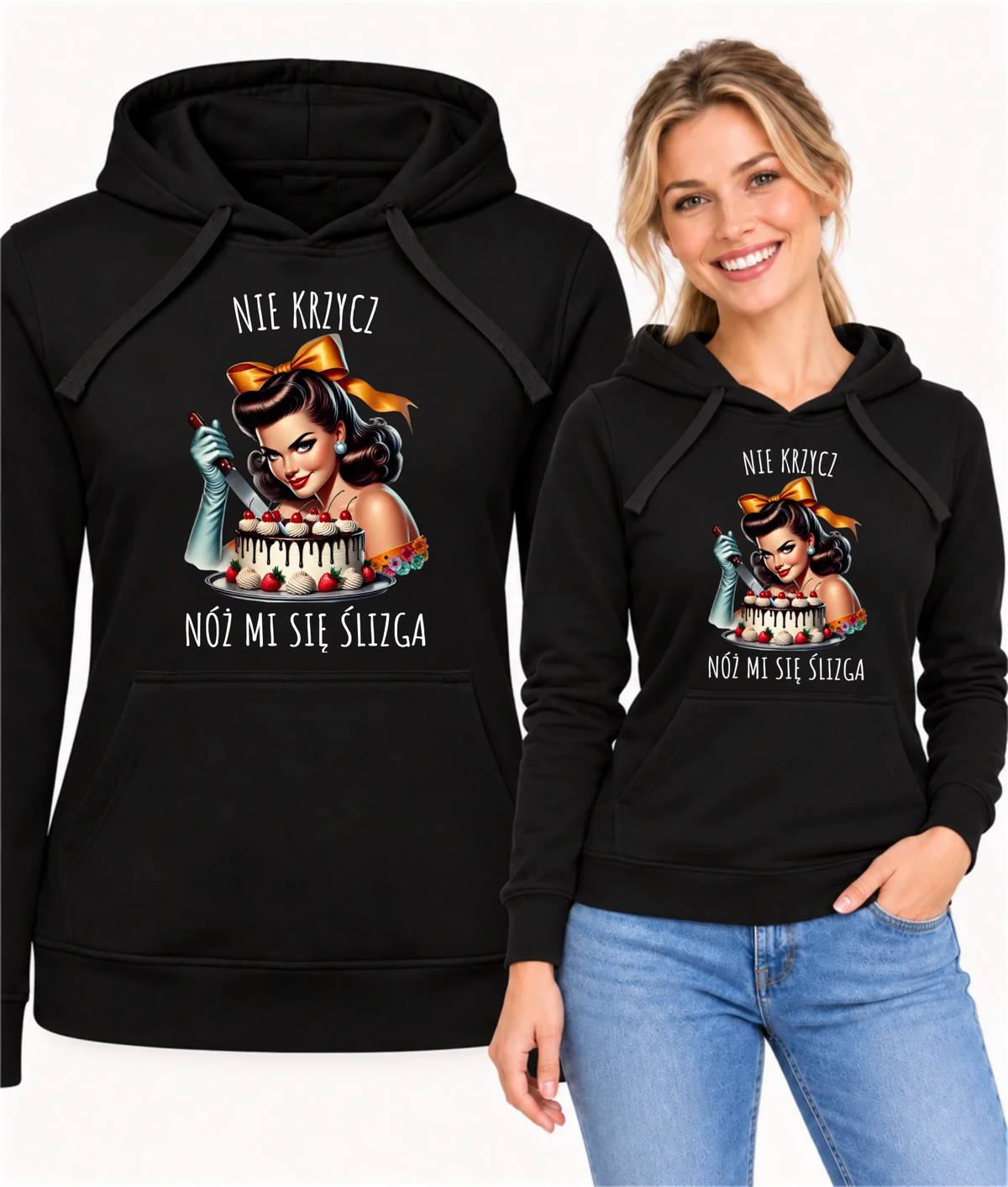 Bluza damska z kapturem - Nie krzycz, nóż mi się ślizga - Czarny humor DZ22