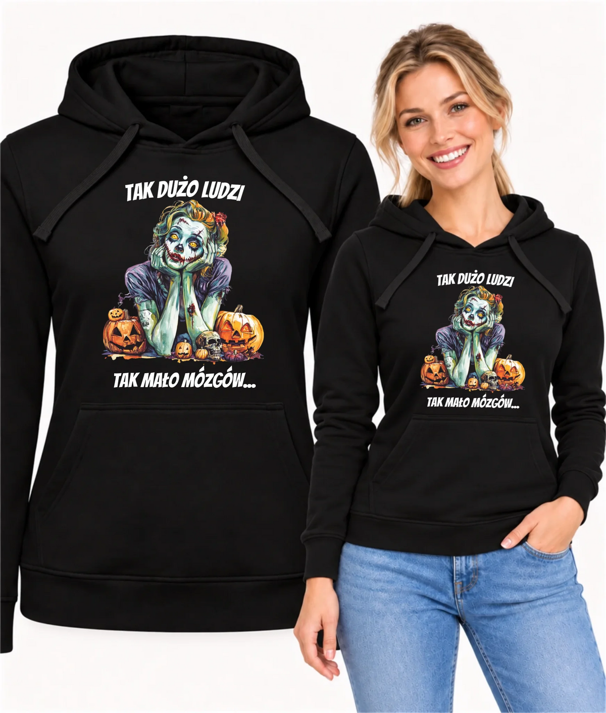 Bluza damska z kapturem na Halloween - Zombie - Tak mało mózgów HL31