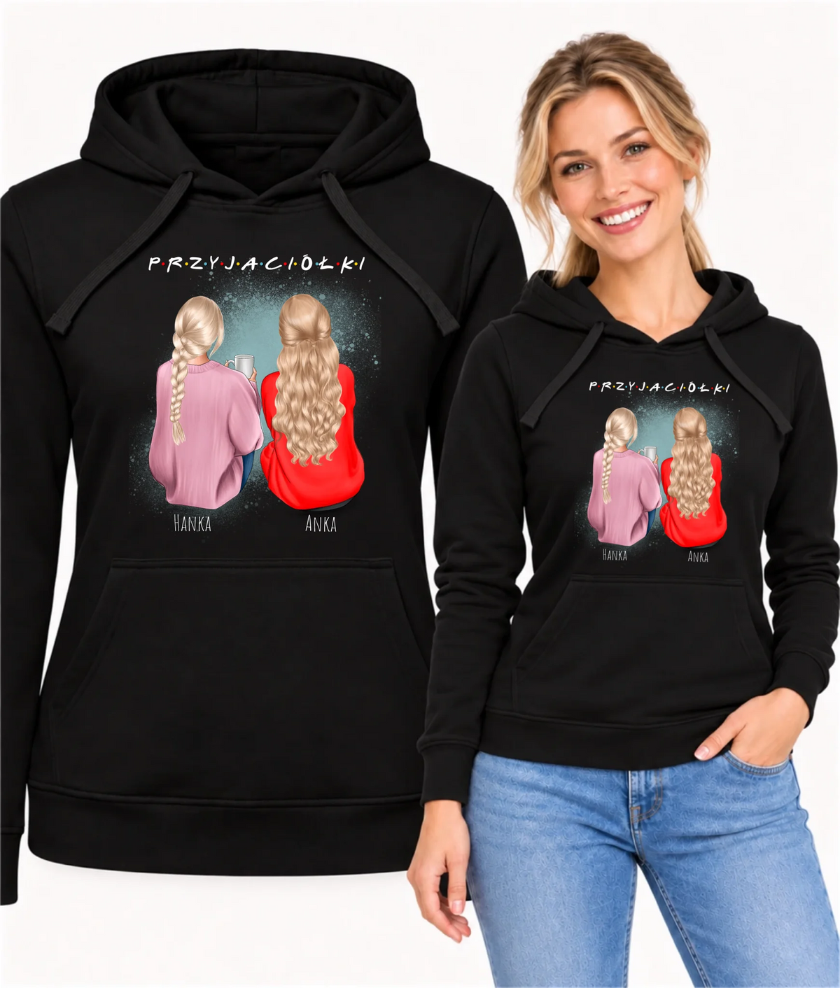 Bluza damska z kapturem - prezent dla przyjaciółki - personalizowane postacie 2-4 osoby PR02
