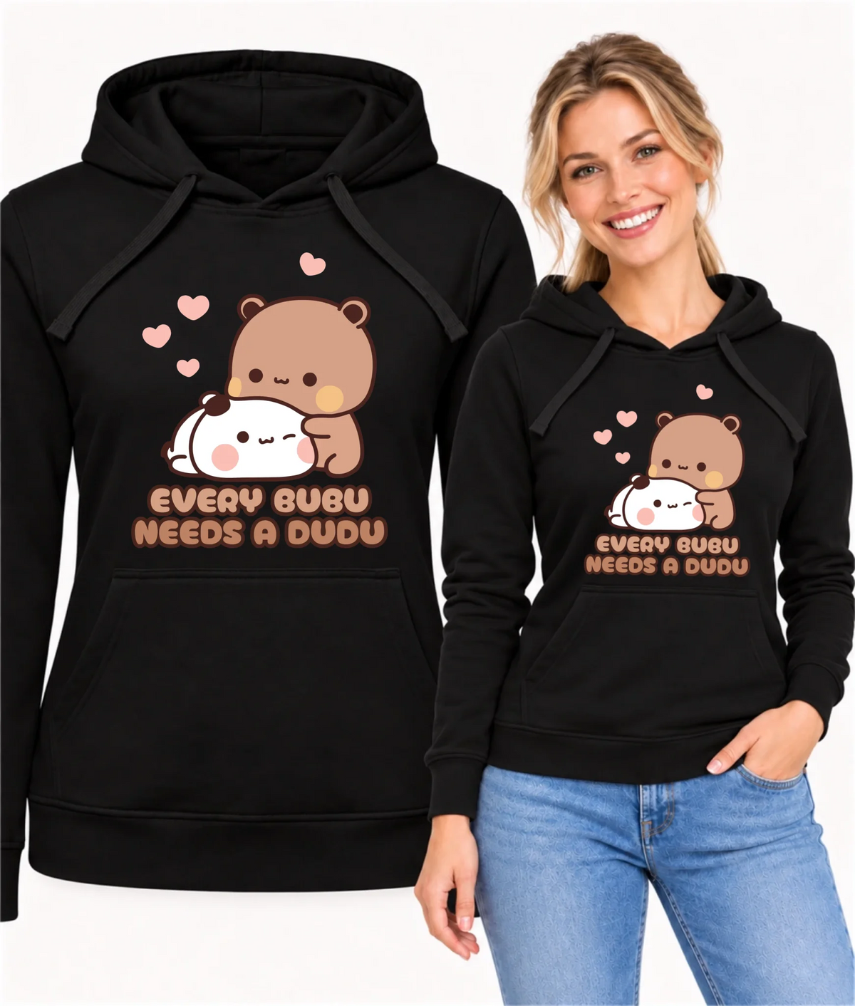 Bluza damska z kapturem dla par - Every Bubu needs a Dudu W33