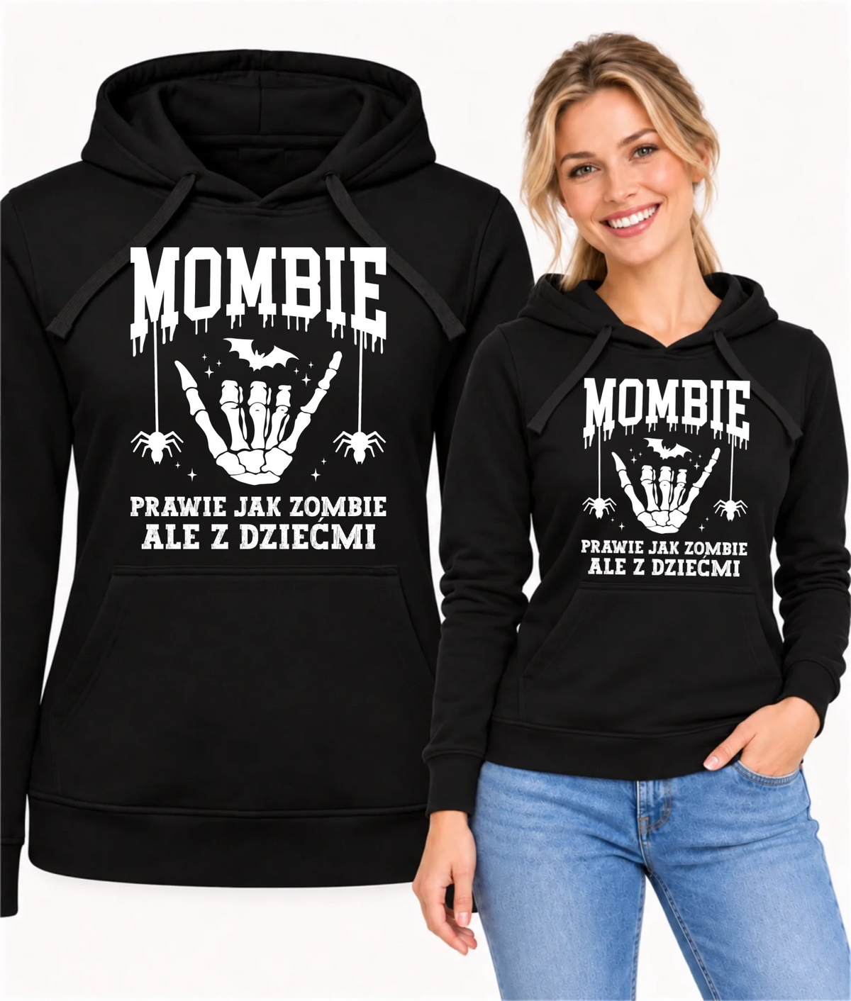 Bluza damska z kapturem dla mamy - Mombie - zombie z dziećmi HL18