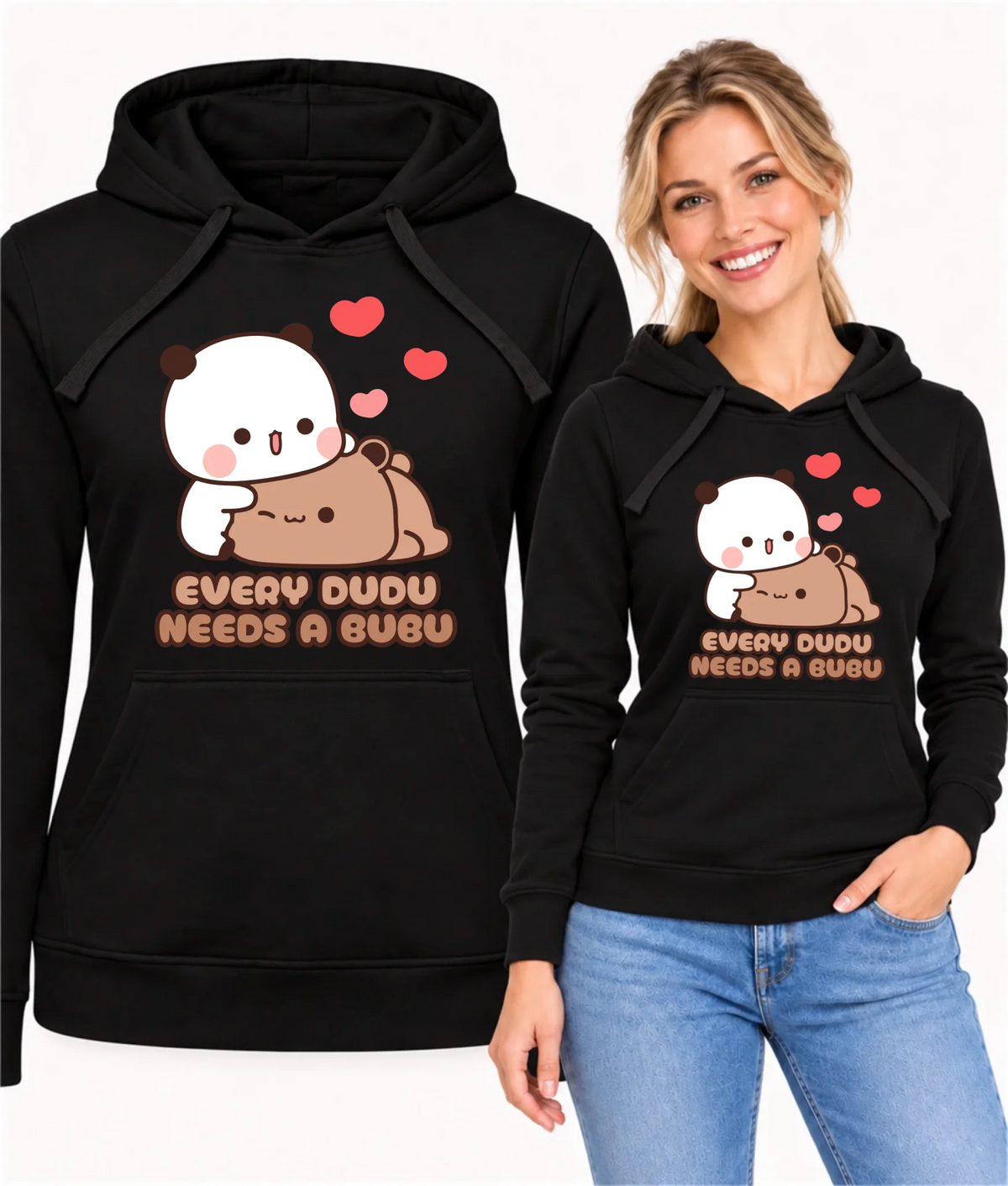 Bluza damska z kapturem dla par - Every Dudu needs a Bubu W32