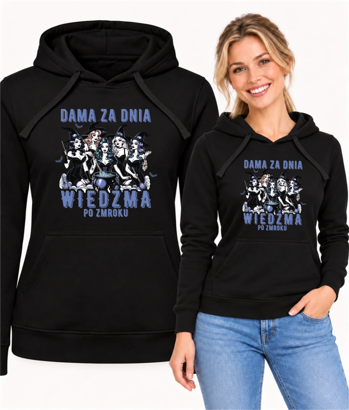 Bluza damska z kapturem - Dama za dnia wiedźma po zmroku HL16