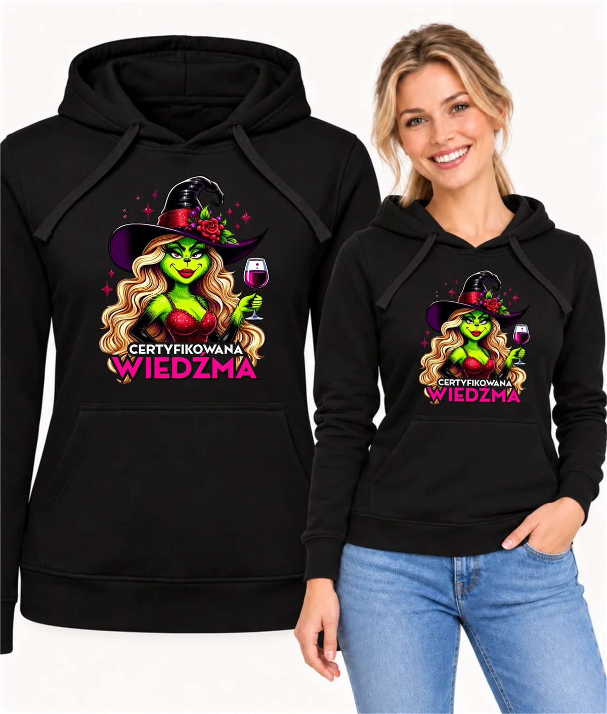 Bluza damska z kapturem - Certyfikowana wiedźma - śmieszna HL13