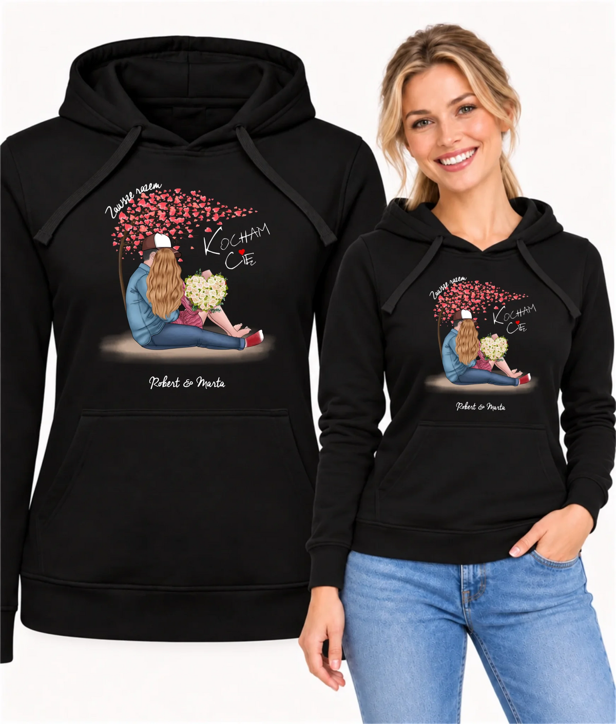 Bluza damska z kapturem dla par - prezent dla dziewczyny narzeczonej żony - Zawsze razem - personalizowana W04