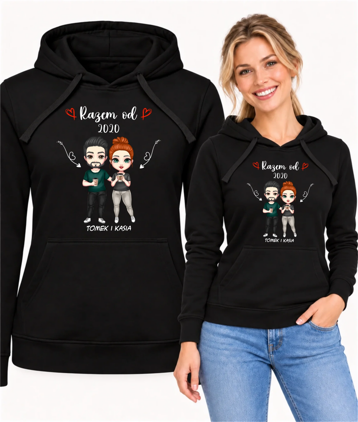 Bluza damska z kapturem - Para razem od - personalizowana W01