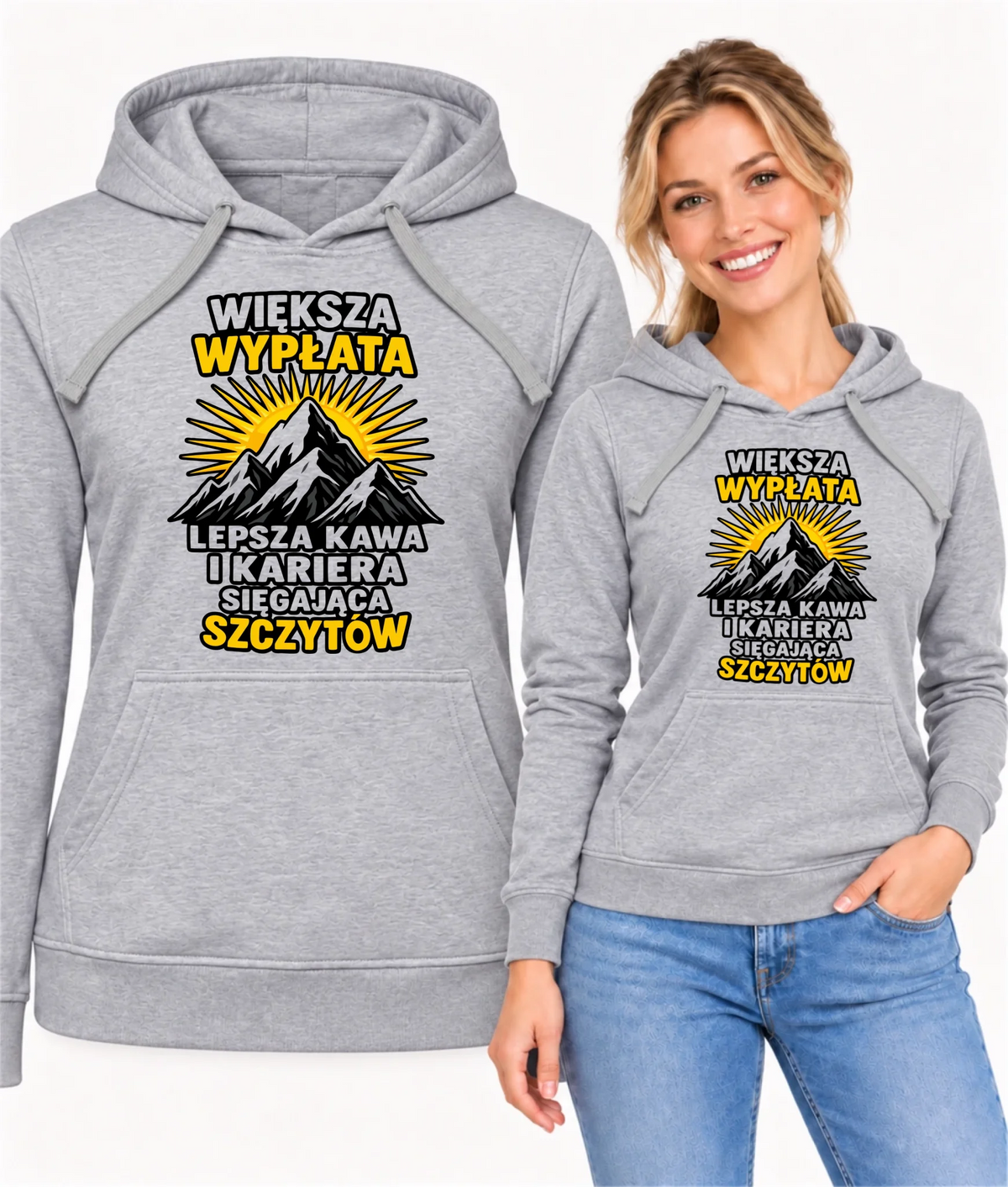 Bluza damska z kapturem na odejście z pracy - Większa wypłata, lepsza kawa