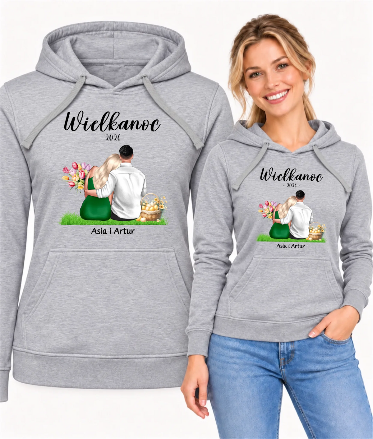 Bluza damska z kapturem na Wielkanoc dla par - personalizowana WN36